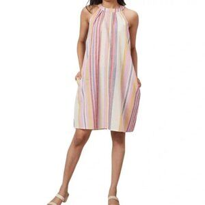 "NWT"  C&C California‎ 100% Linen Striped High Neck Dress Size Medium